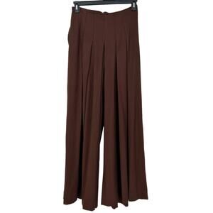 Vintage Womens 12L Brown High Rise Pleated Wide Leg Pants Lagenlook Academia